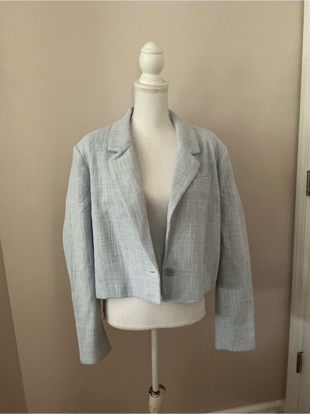 Abercrombie & Fitch Pale Blue Cropped Blazer